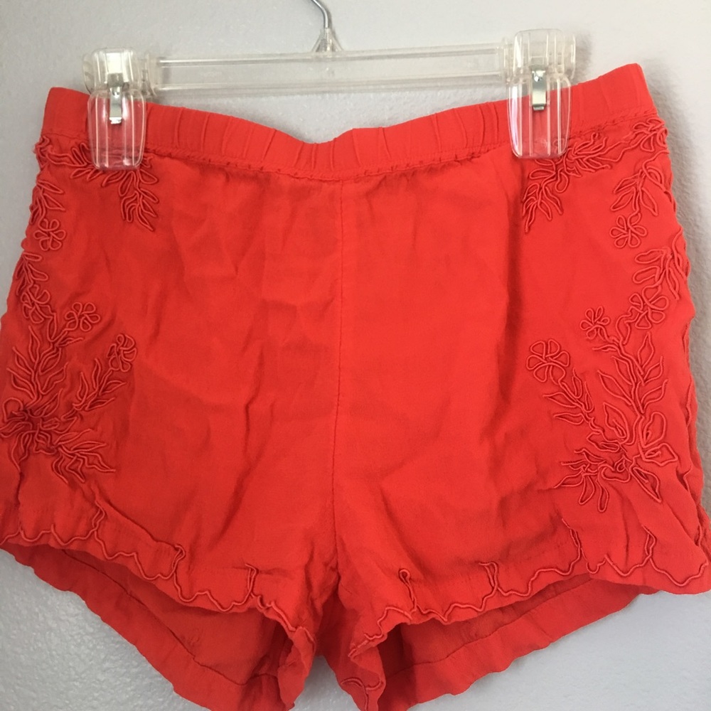 Vibrant floral embroidered shorts